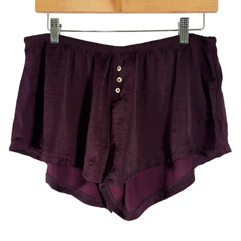 Tahari Purple Women's‎ Medium Satin Sleep Shorts Elastic Waist Lightweight Silky